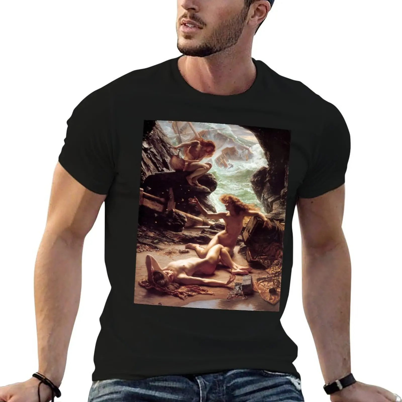 Camiseta Cave of the Storm Nymphs - Sir Edward Poynter, camisetas para hombre, camisetas gráficas, camiseta personalizada para hombre