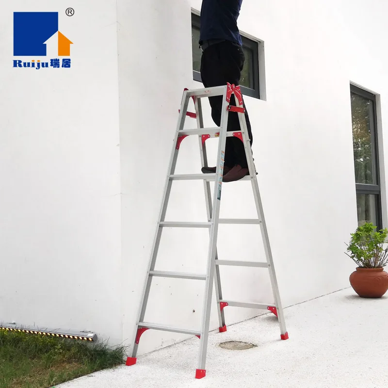 Aluminum alloy folding herringbone ladder straight ladder for home use thickened lightweight engineering ladder multi-functional