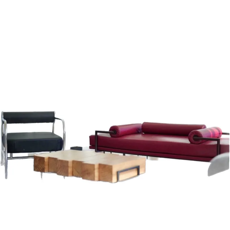 style solid wood coffee table, retro creative personalized wooden block joint coffee table, old sofa meeting guests