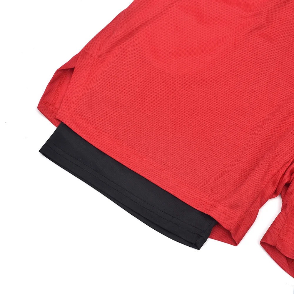 Szybkoschnące spodenki sportowe męskie 2w1, spodnie fitness, spodenki do biegania, odzież sportowa z kieszenią na telefon komórkowy, odzież męska