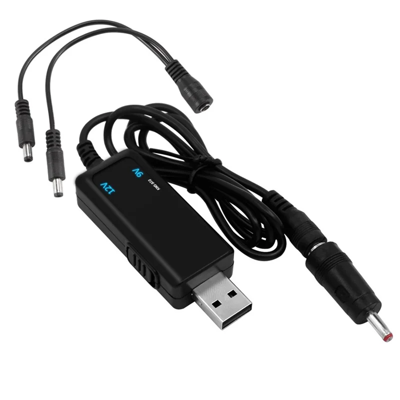 Convertidor de refuerzo USB Cable convertidor elevador USB DC 5V a 9V 12V 3.5X1.35Mm conector para convertidor de energía, 1 soporte 2