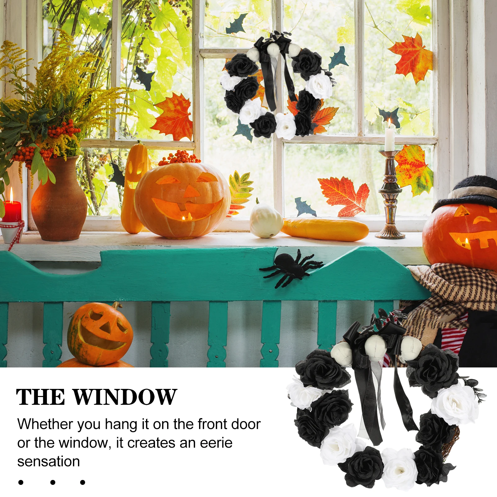 

Door Hanging Garland Ghost Skull Wreath Spooky Halloween Festival Decoration Dried Rattan Creative