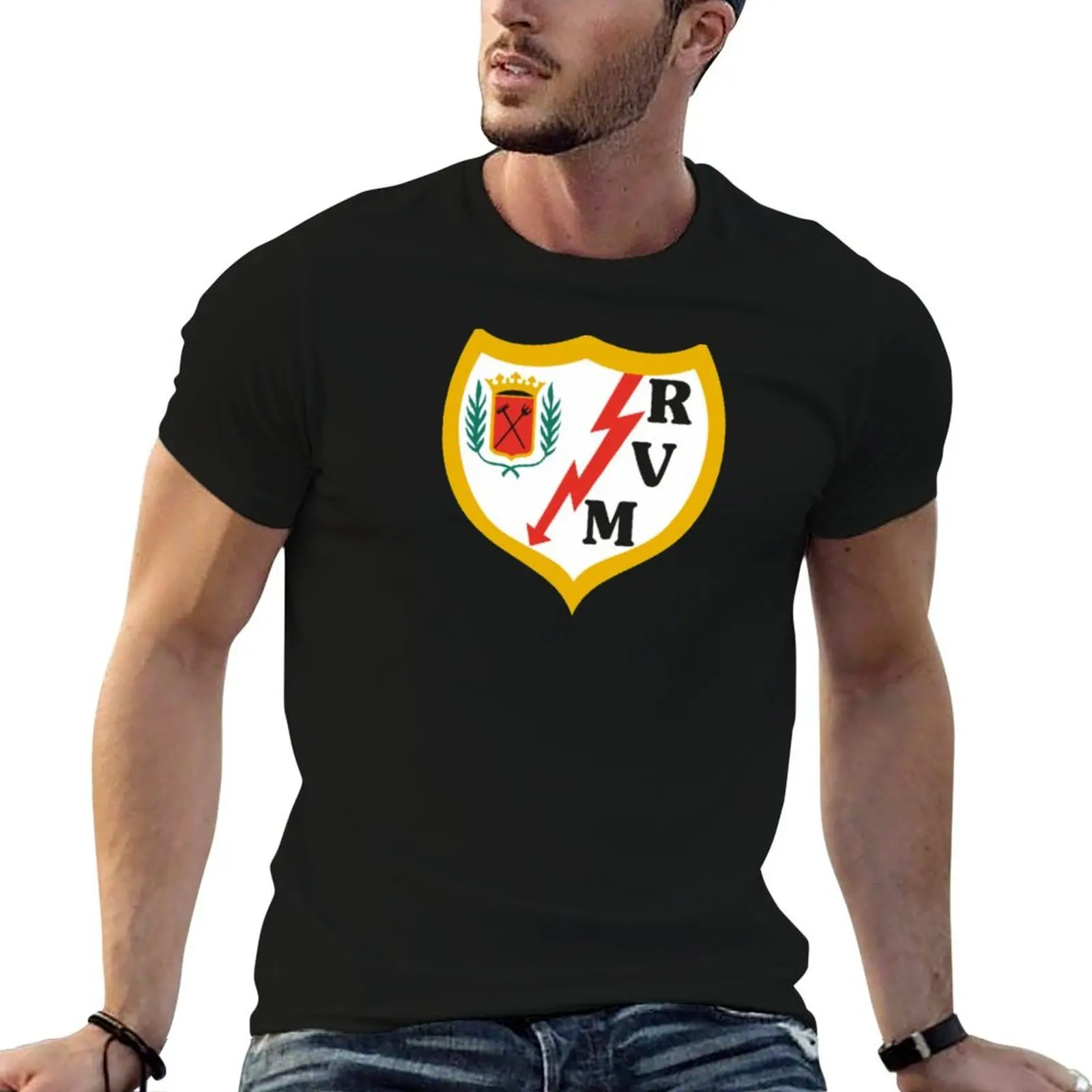 

rayo vallecano futbol flag coat of arms T-Shirt t shirts for man cotton t shirts cotton 100% T-Shirt