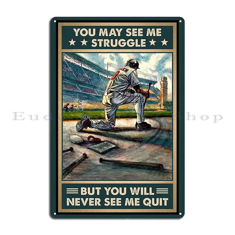 Baseball Batter Retro Poster Baseball Hitter Motivational Metal Plaque Rusty Cinema Wall Decor Designing Cinema Tin Sign Poster