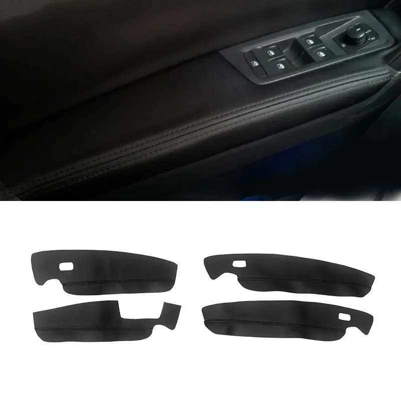 LHD / RHD For VW Touran 2016 2017 2018 Car Interior Door Panels Guards / Armrest Panel Cover Microfiber Leather Protective Trim