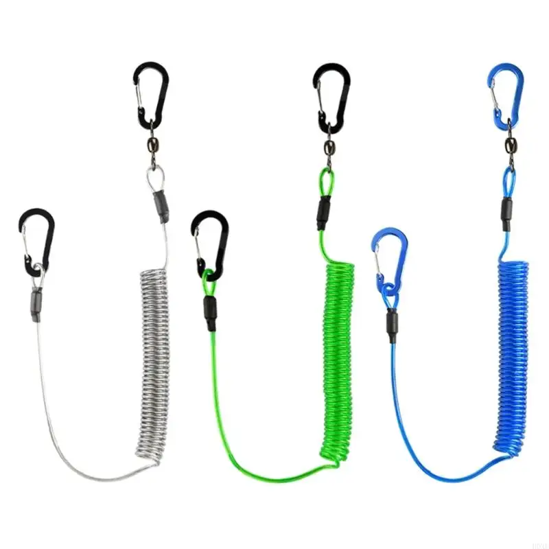 H0XE Retractable Coiled Lanyard Fishing Rod Straps Fishing Lanyard Rope Paddle Leash Extend to 70inch Fishing Accessory