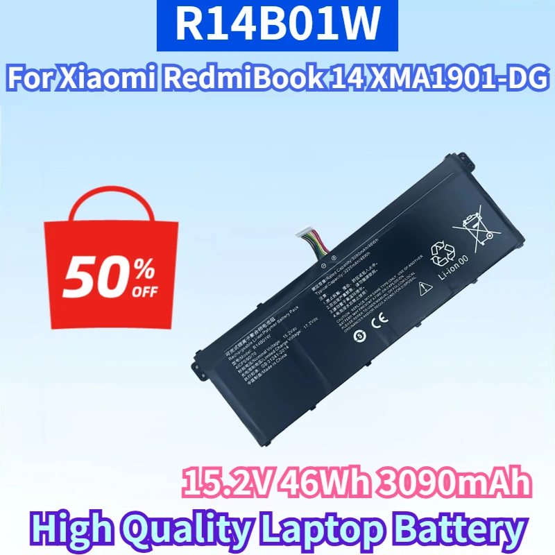 New R14B01W 15.2V 46Wh 3090mAh Rechargeable Battery for Xiaomi RedmiBook 14 XMA1901-DG 4ICP5/61/69 High Quality Laptop Battery