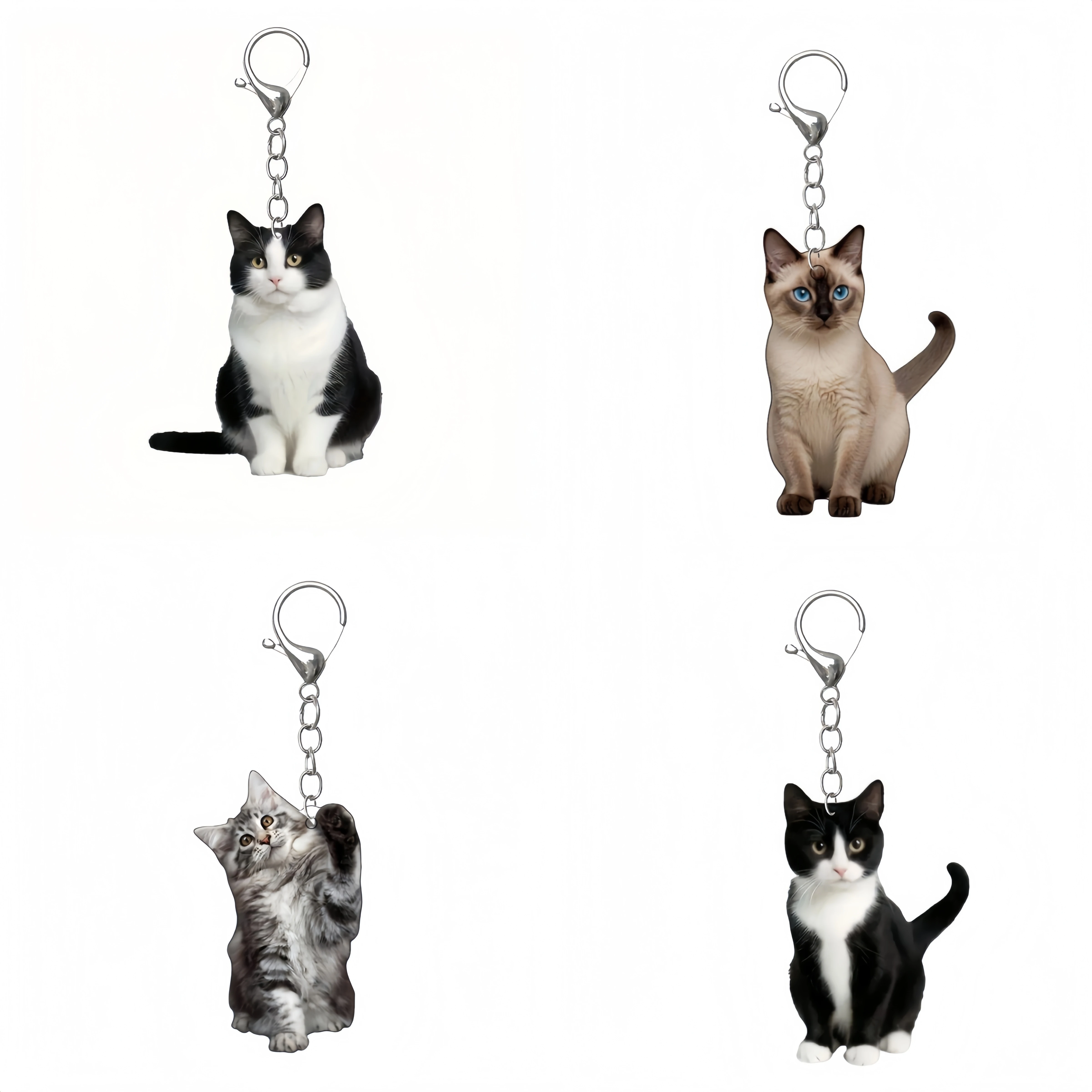 

Acrylic Black And White Cat Fun Keychain Meme Pendant Special Design Animal Key Ring Charm Backpack Fans Key Chain Women Gift