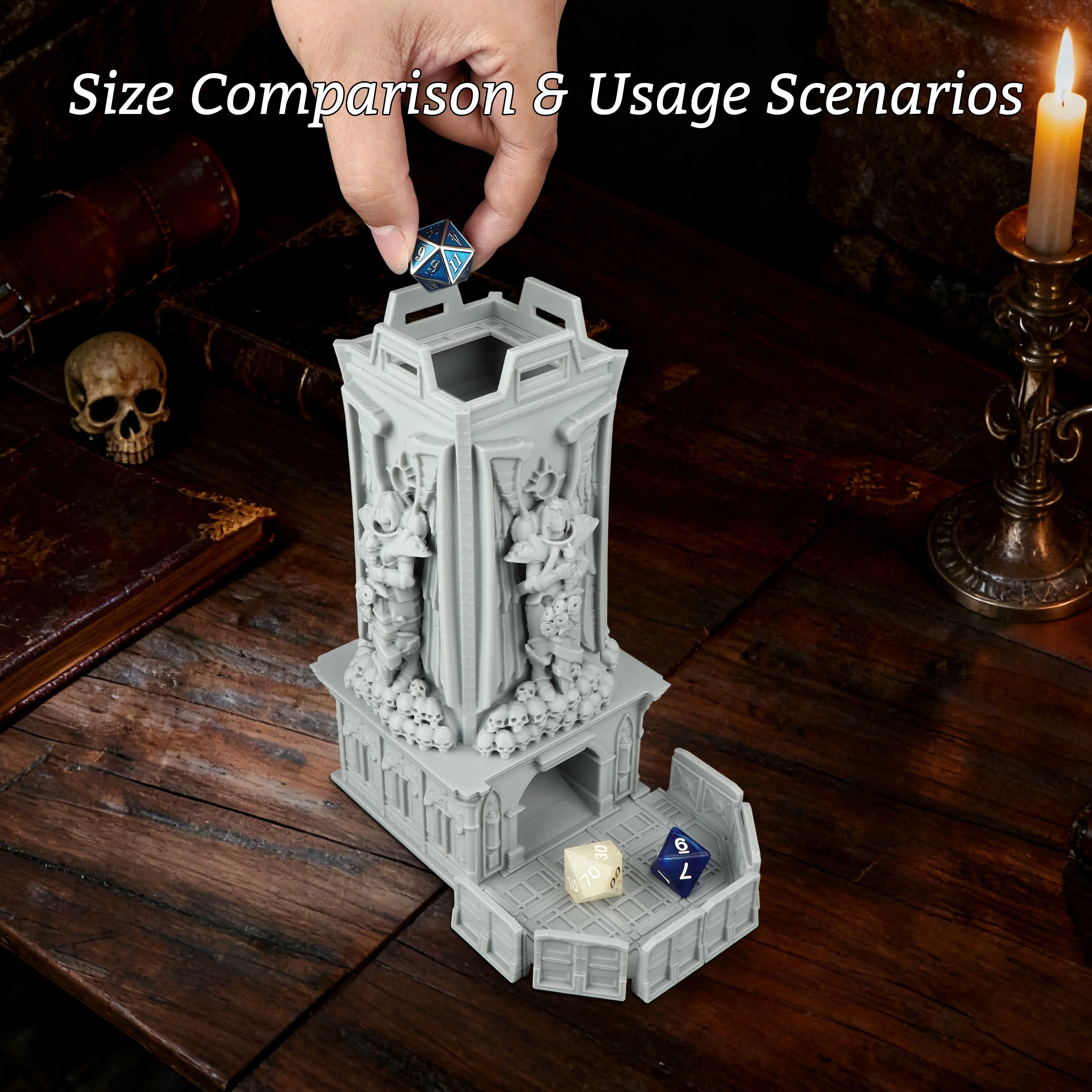 Dice Tower – Gothic Stronghold Roller, High-Randomness TRPG Accessory for Tabletop Games, Sturdy Base & Durable Plastic