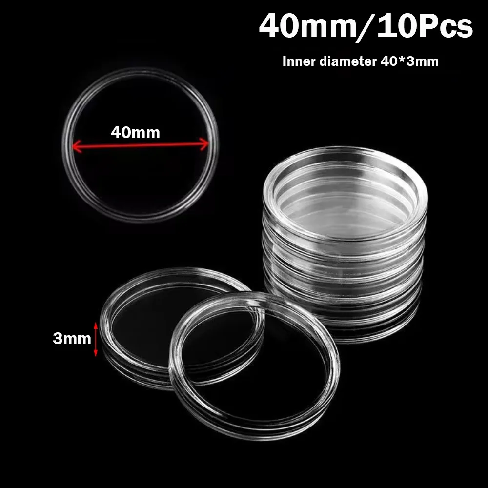 10PCS Klar Kunststoff Coinning Kapseln Acryl Münze Kapsel Münzfach Coinning Fällen Halter Schutz Coinning Lagerung Box