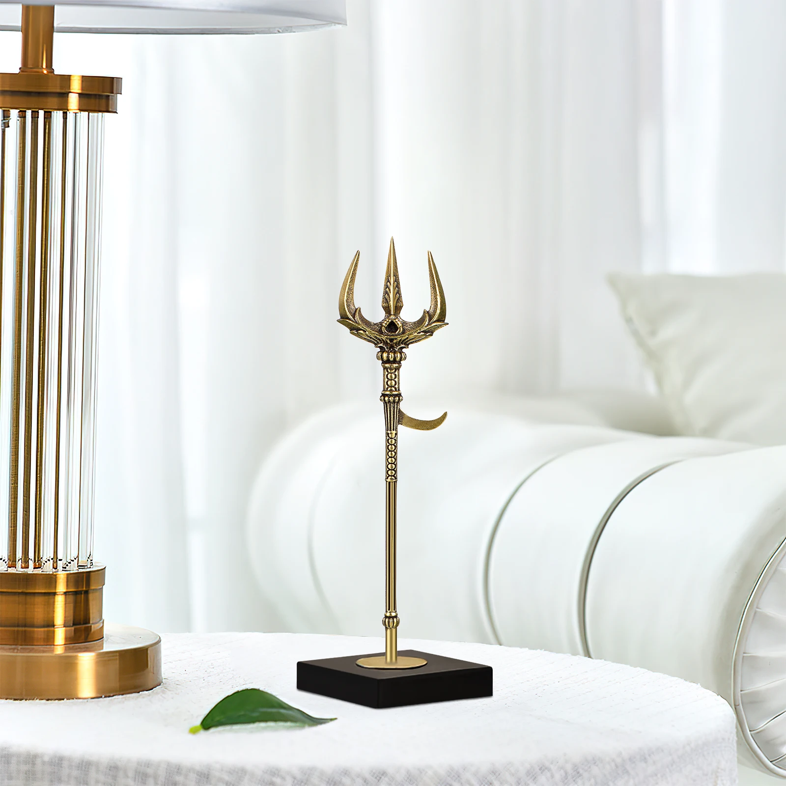 

Retro Style Craft Exquisite Statue Vintage Prop Brass Trident Modeling Delicate Trident Adornment Home Decoration Office Decor