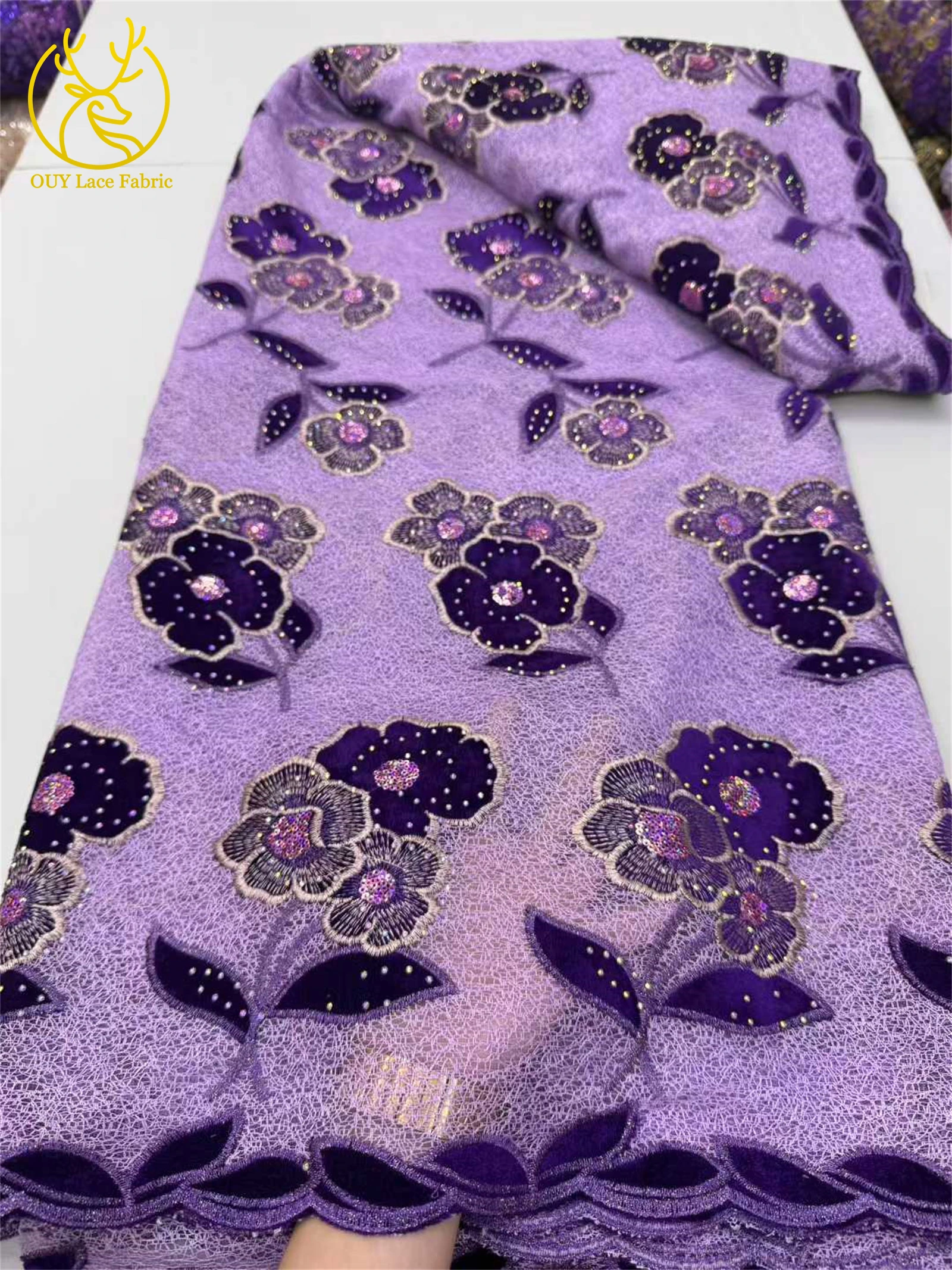 African Sequins Lace Embroidery Lace Fabric 2025 High Quality Lace French Fashion Velvet Lace Fabric Ladies Party Dresses