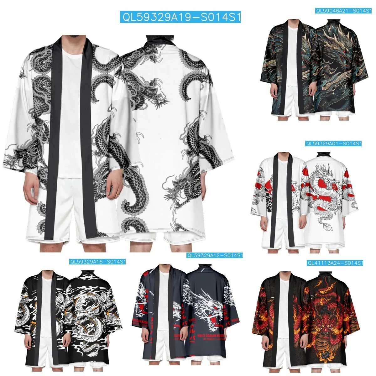 

2024 Dragon Turandao Cosplay Open Cardigan Medium Length Kimono Feathered Robe Daoist Cloak 3D Printing Ethnic Men's Summer C...