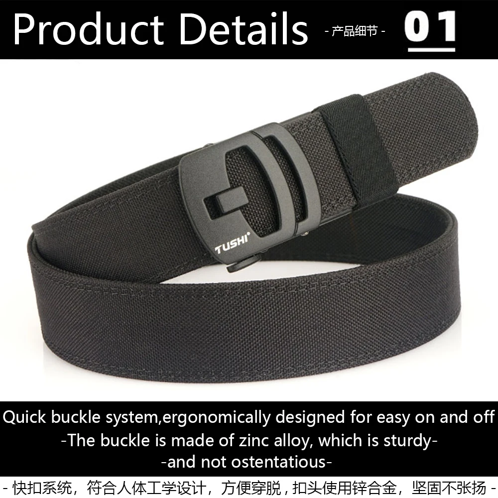 Tushi neuer militärischer neuer Gürtel für Männer robuste Nylon Metall automatische Schnalle Polizei Waffen gürtel taktische Outdoor-Gürtel ipsc Zubehör – Detail 6