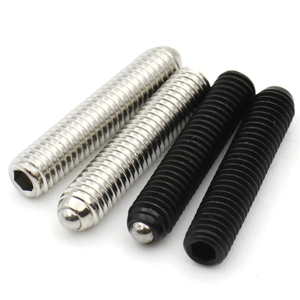

30/20/10/5pcs M2.5 M3 M4 M5 M6 M8-m12 Black 12.9 Grade Steel / 304 Stainless Steel Ball Plunger Set Screw With Spring Ball Tip