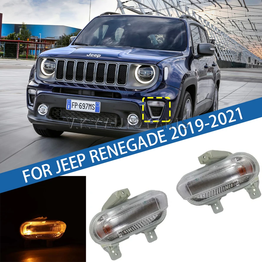 

For Jeep Renegade 2019 2020 2021 Front Bumper Foglight Fog Light Fog Lamps Foglamp DRL Daytime Running Light