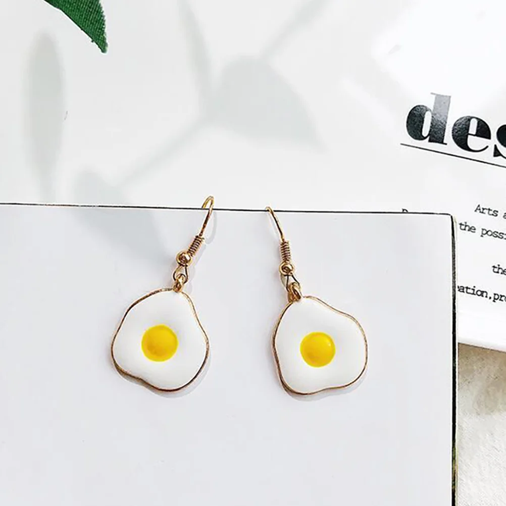 

1 Pair Creative Poached Egg Dangle Earrings For Women Funny Food-Themed Drop Ear Jewelry Lightweight Comfortable Daily Wear