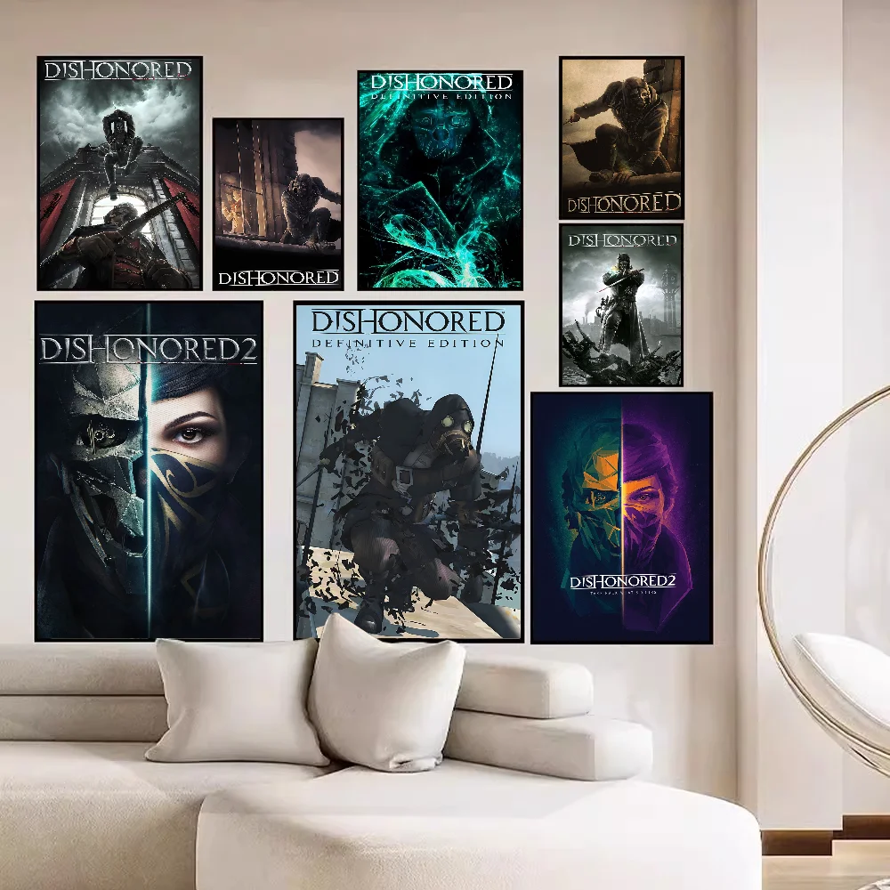 Dishonored 2 Game Classic Vintage Posters Whitepaper Prints Posters Artwork Kawaii Room Decor