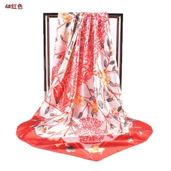 New minimalist ethnic style blue and white porcelain vase pattern scarf printed with 90 color Ding high-end square scarf