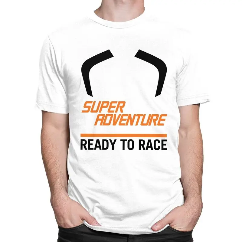 Custom Super Adventure Ready To Race T Shirt Men Short Sleeved 100% Cotton T-shirt Motorcycle Enduro Racing Tees Graphic Tshirt