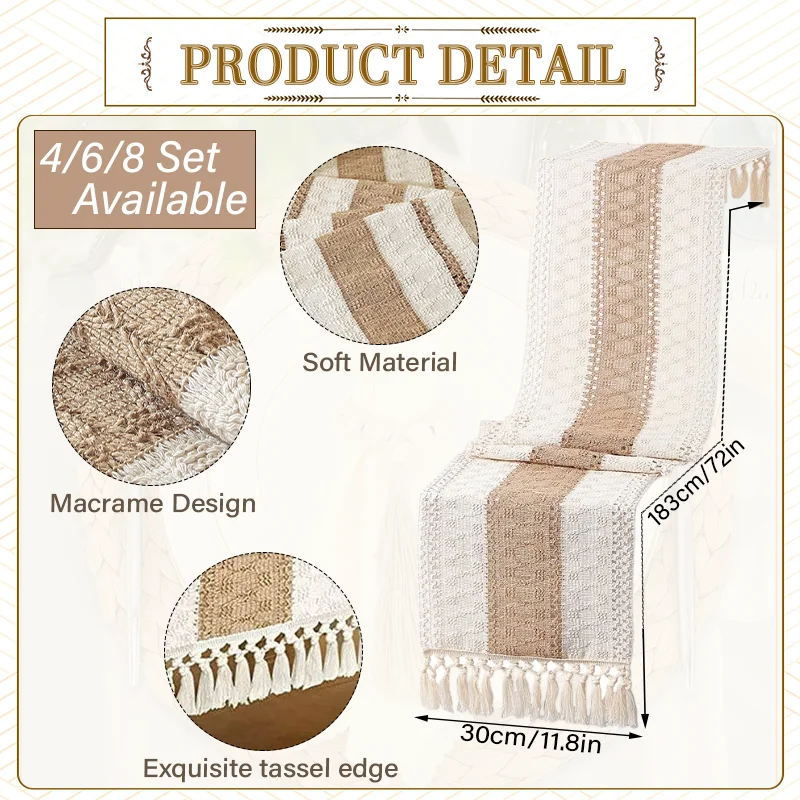 4/6/8 conjuntos boho decorações de mesa de jantar fazenda placemats rústico corredor guardanapos anéis para casa cozinha sala de jantar