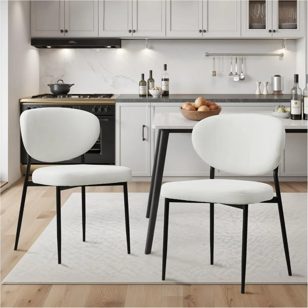 

Upholstered Dining Chair Set of 2, Modern Chenille Dining Chair, Wide Cushions with 58D Memory Foam, Ergonomic Wingback