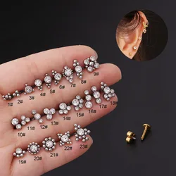 1PC 16G Internally Threaded G23 Titanium & Steel Bar Opal Ear Piercing Jewelry Helix Tragus Cartilage Earrings Labret Nose Stud