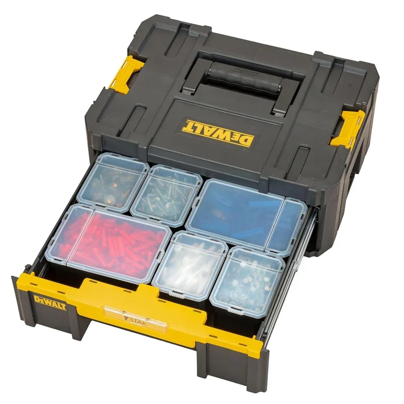 DEWALT  DWST1-70706 TSTAK Handheld  Single Double Layer Drawer Portable Free Stacking High-Capacity Plastics Tool Box