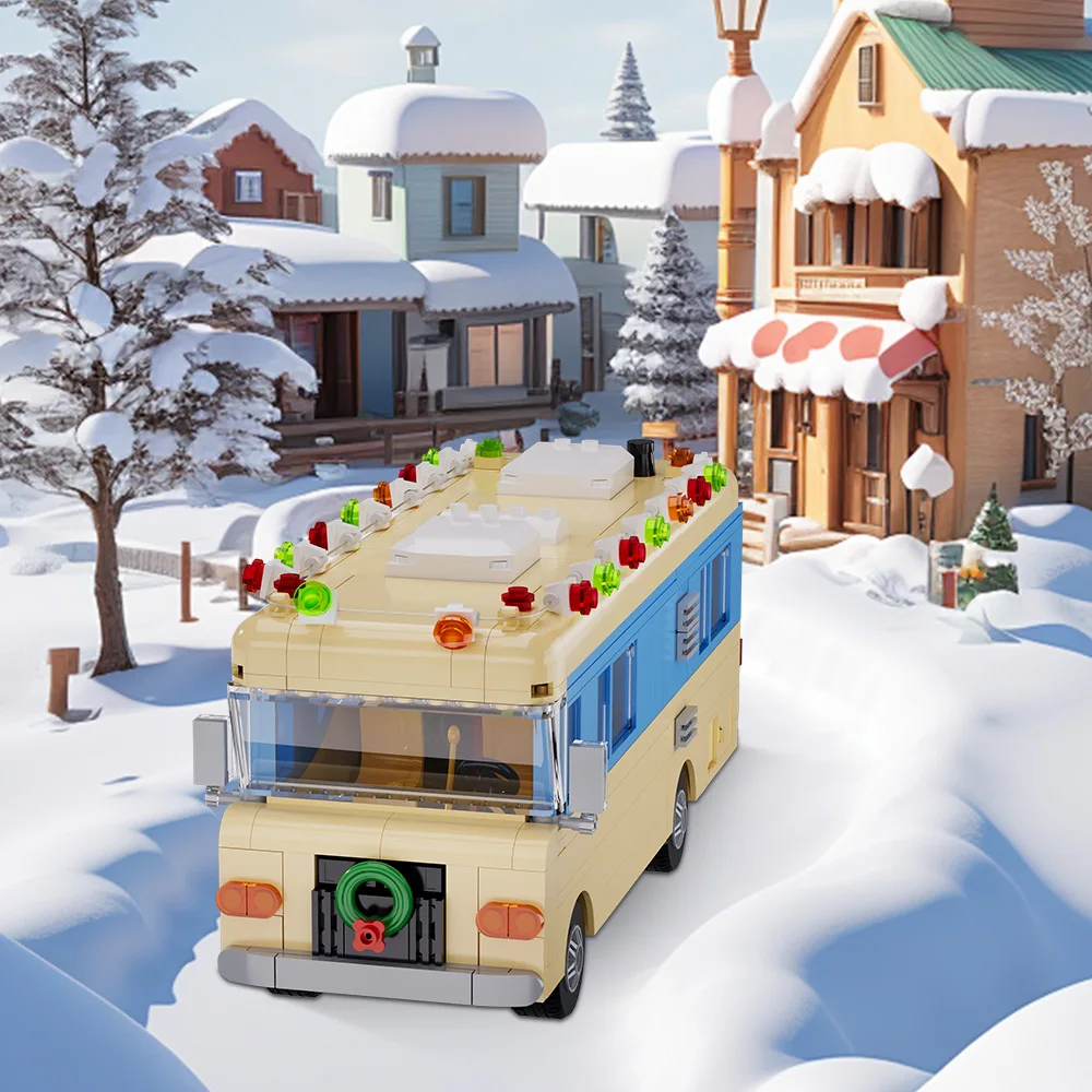 Gobricks MOC Christmaseds Story RV Building Blocks Model city Christmas RV Bricks DIY Assembled Toy  for Children XMAS Gift