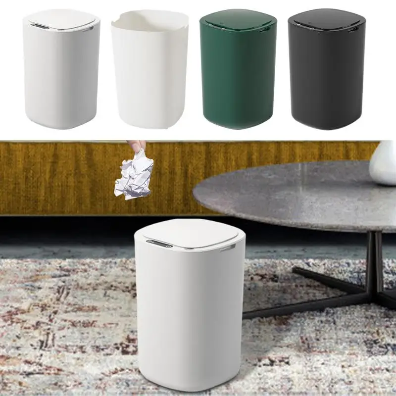 Automatic Trash Can Touchless Bin for Garbage with Lid Motion Sensor Dust Waste Box for Room Bathroom Offices Dining Room