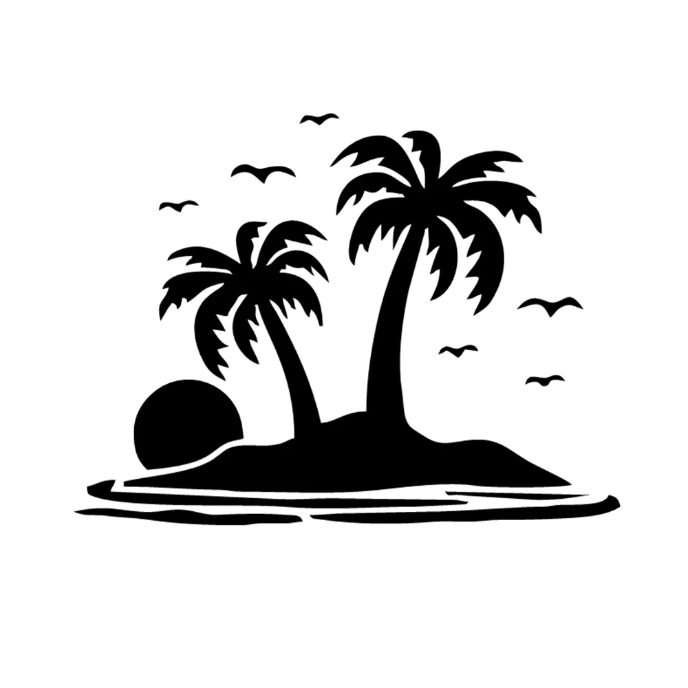 

Beach Sunset Palm Tree Vinyl Car Sticker Waterproof UV Resistant for SUV Truck Window Bumper Tropical Theme Universal Fit