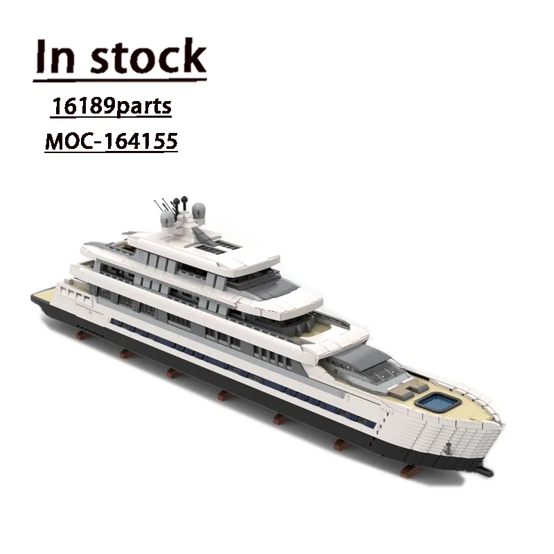 

MOC- 164155 Большая роскошная яхта - БЕЛАЯ версия, сборка, строительный блок, модель MOC, креативная детская игрушка на день рождения, подарок
