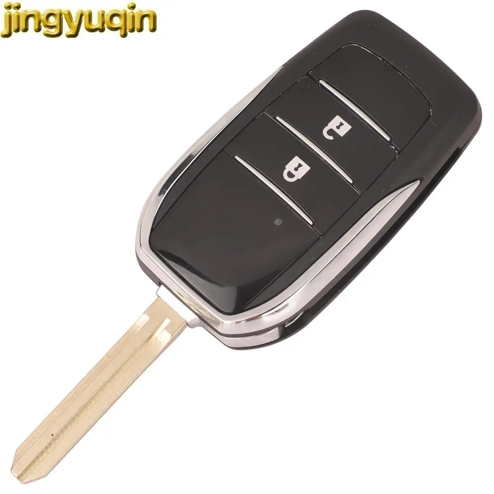 Jingyuqin 2/3 tombol kunci mobil jarak jauh cangkang Fob untuk Toyota Crown Prada Camry Corolla Yaris Prius Highlander RAV4