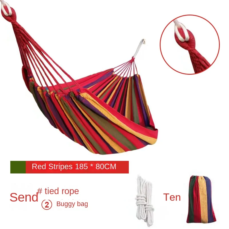 Canvas Hammock Outdoor Wholesale Anti-Rollover Single Double Swing Outdoor Hammock Camping with Curved Stick