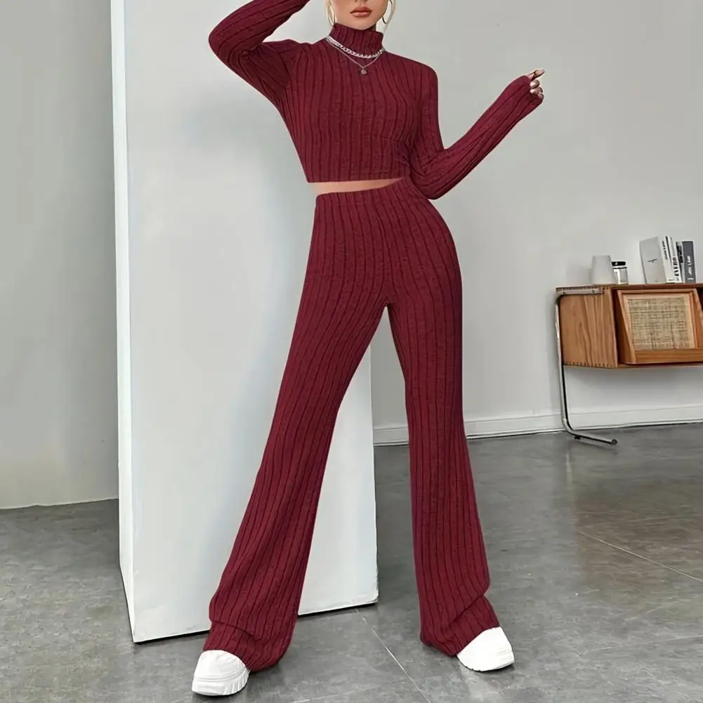 Western Style Knitted Fashion Suit Women New Korean Split Black Sweaters Wide Leg Pants Lady Casual Two-piece Sets