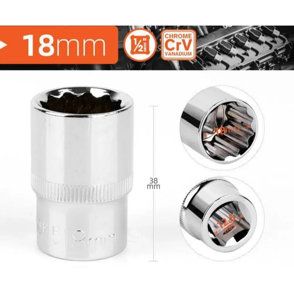 1/2 inch ratelratel sleutel 8-32mm, 12-punts korte dop, 12-tands dopset voor auto reparatie handgereedschap