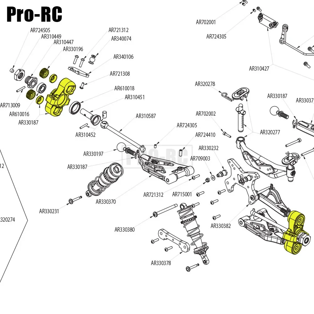 2 Buah Suku Cadang Peningkatan Komposit AR330187 Blok Kemudi Depan Aluminium untuk Mobil RC Aksesori ARRMA 1/8 KRATON FELONY TALION 6S