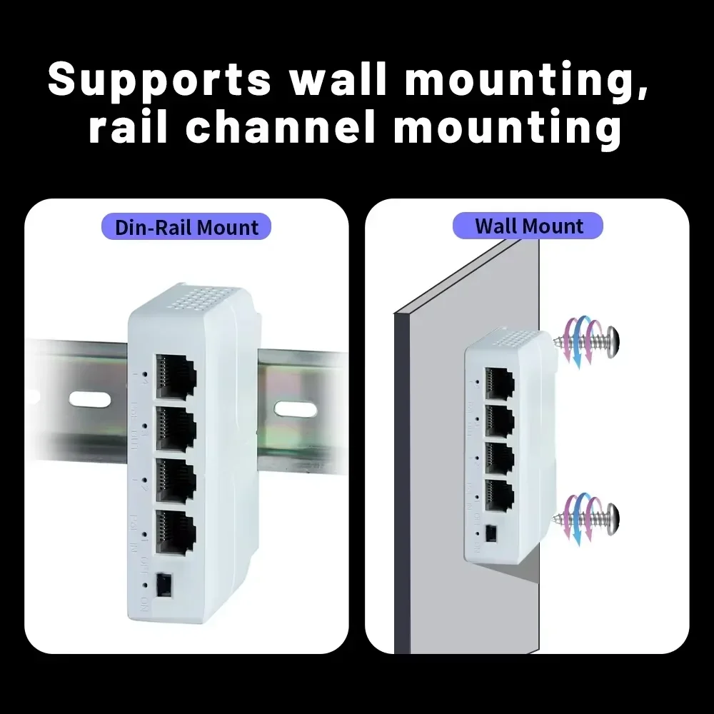 4 منافذ POE موسع POE موسع جيجابت مكرر 100/1000Mbps بطاقة الشبكة الخارجية IP55 VLAN 44-57V لكاميرا POE Wierless AP #4