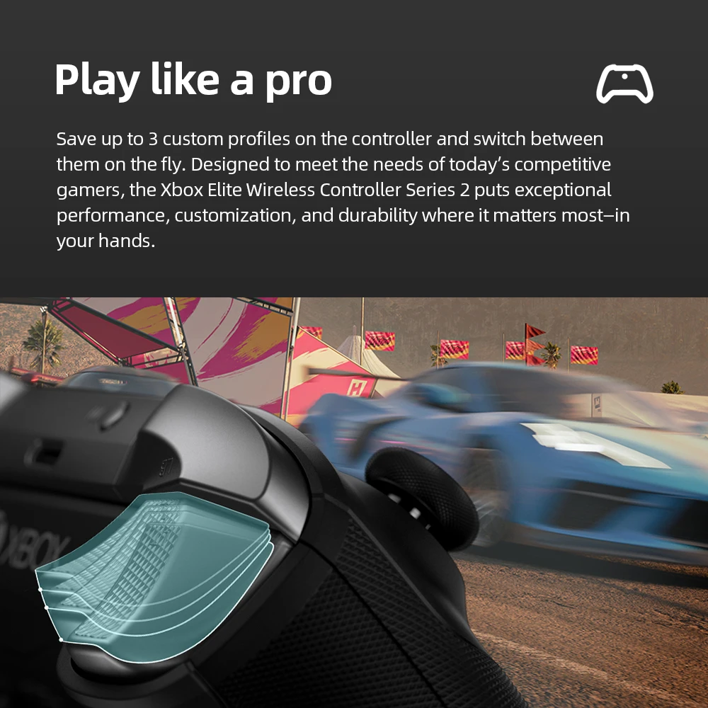 وحدة التحكم اللاسلكية Xbox Elite Series 2 باللون الأسود - لملحقات Xbox One Series S X PC Windows Android iOS Gamepad