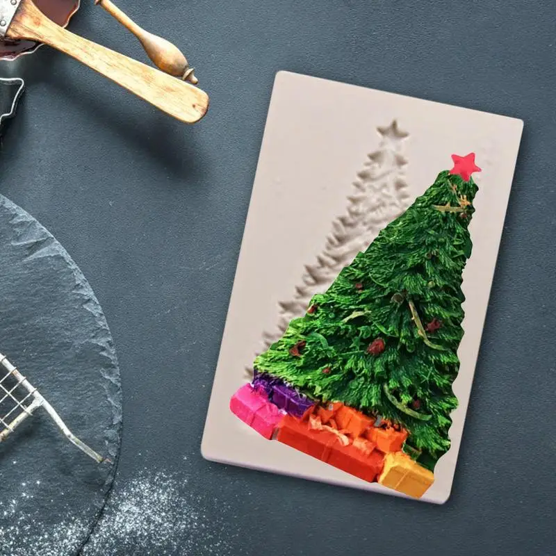 Moldes de silicona para hornear navideños, molde de silicona 3D antiadherente para árbol de Navidad, copo de nieve, jabón hecho a mano para pastel de Chocolate