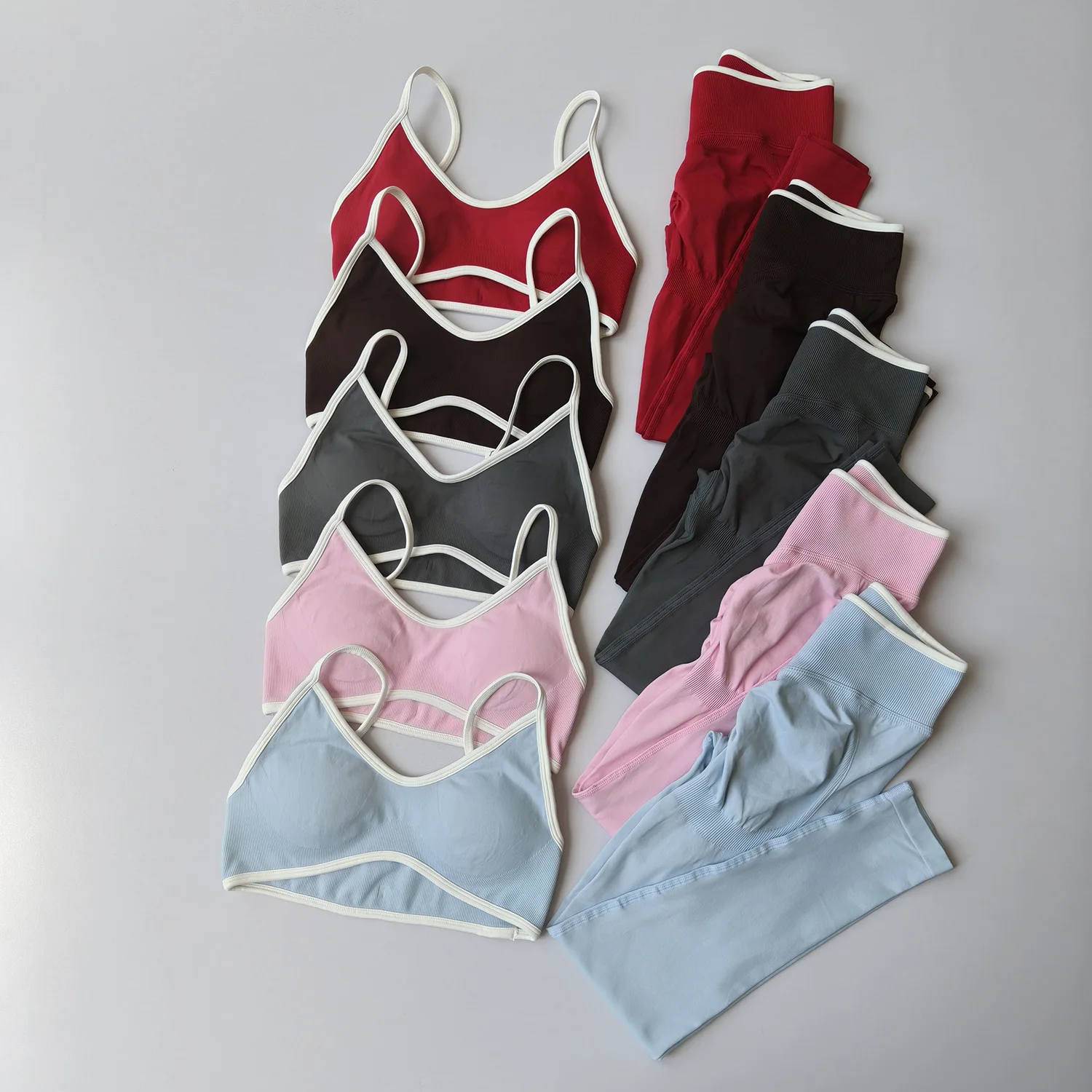 Nahtloses Fitness-Set für Damen, Trainingsanzug, Yoga-Sets, Sportbekleidung, Workout-Leggings mit mittlerer Taille, Sport-BH, Fitnesskleidung, Fitnessanzug – Detail 31