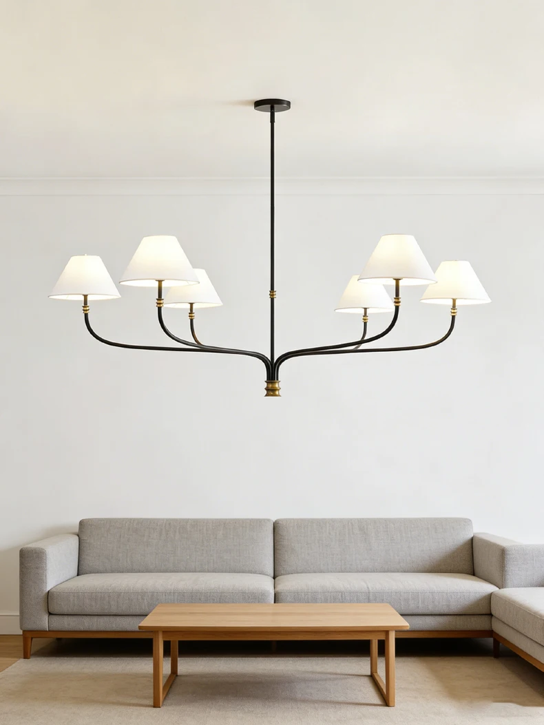 2 3 6 8 10 Lights White Lampshade Black Metal