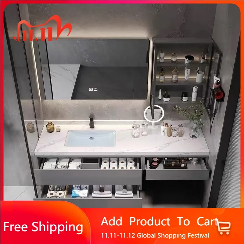 

Легкий роскошный современный умный туалетный столик, шкаф для ванной комнаты, простой настенный органайзер, зеркало, мобильная мебель для ванной комнаты Bagno
