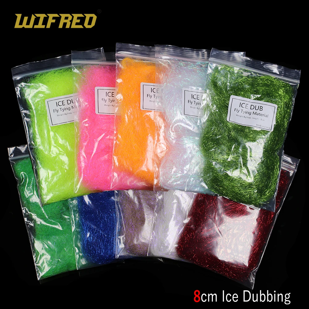 Wifreo 8cm Long Fly Tying Ice Dubbing Material Syntetyczne włókna iskrowe dla nimfy Scuds Ice Fish Thin Ice Wing Fly Tying Material