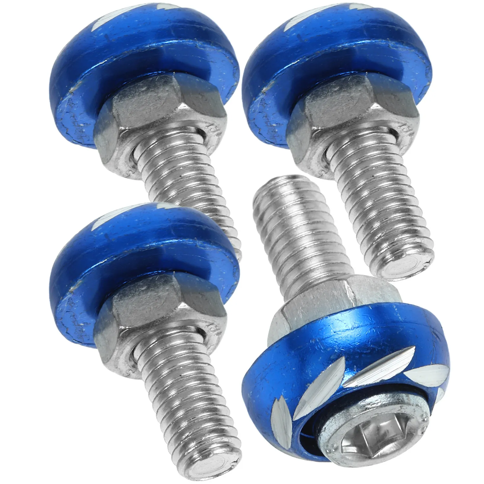 4Pcs Colorful Engraved License Plate Screw Caps for Motorcycle Motorbike Number Plate Mount Replacement Decorative Carving