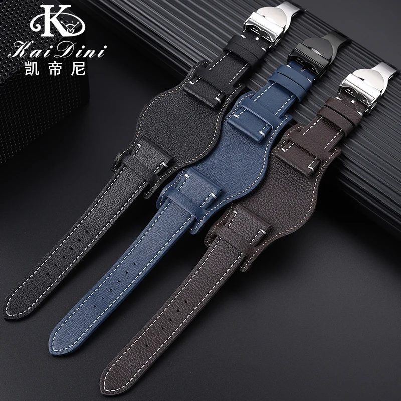 Leather Watchband Special for Tudor 1958 Black Bay M79250 M79363 M79030 Folding buckle Strap with bottom support 20mm 22mm