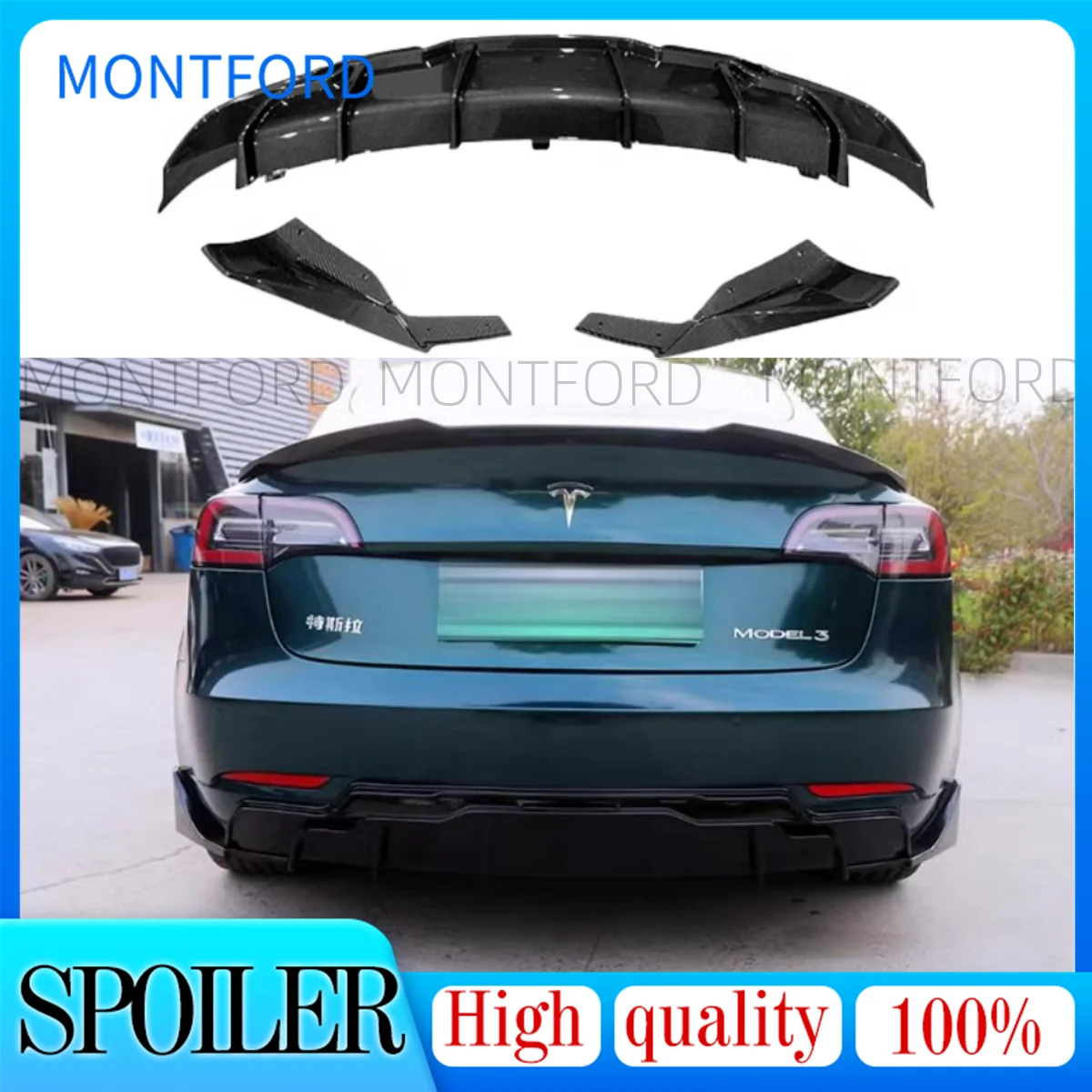 

For Tesla Model 3 Sedan 2017 2018 2019 4-Door ABS material side skirt body kit car front bumper spoiler car styling