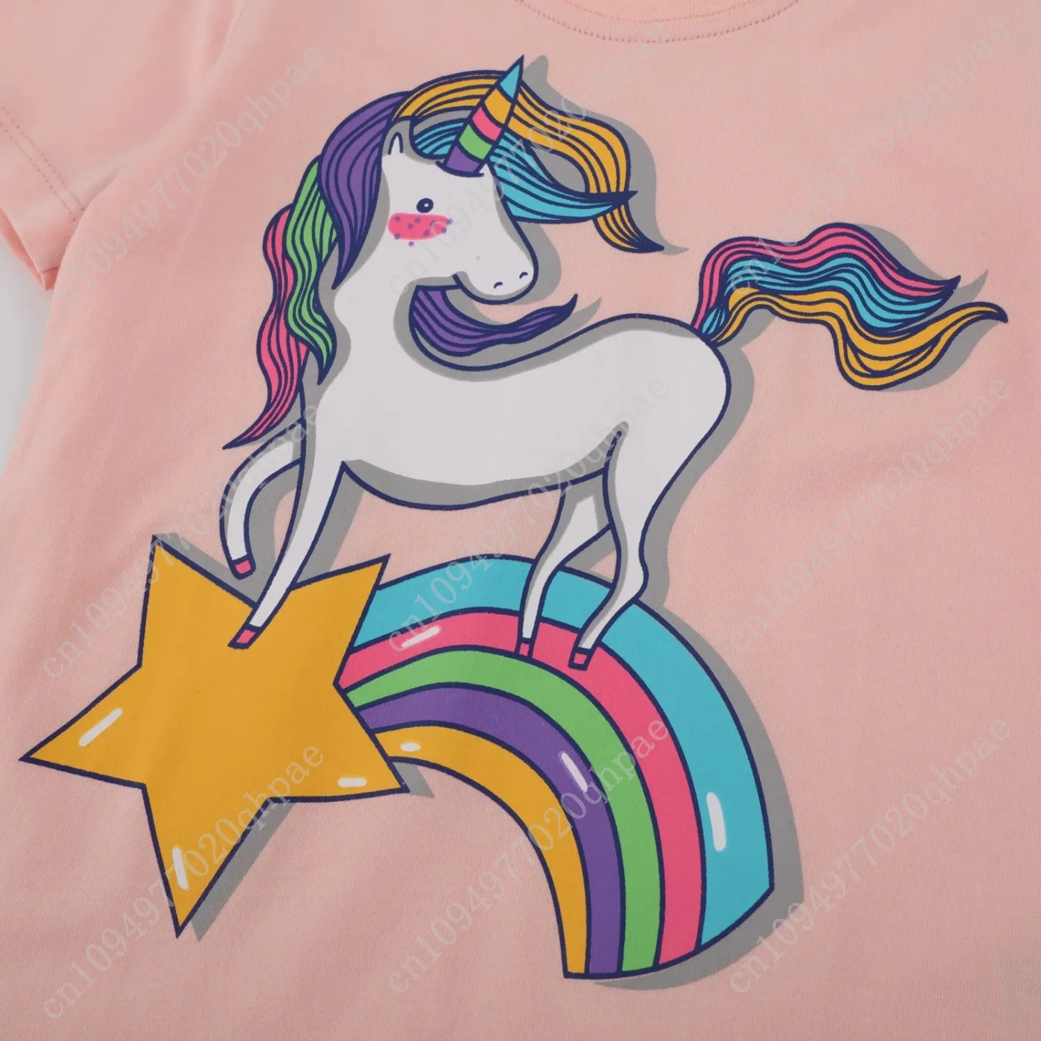 Little maven Baby Girls New Fashion Tops Children Lovely Unicorn T-shirt Cotton Soft and Comfort for Kids 2-7 year