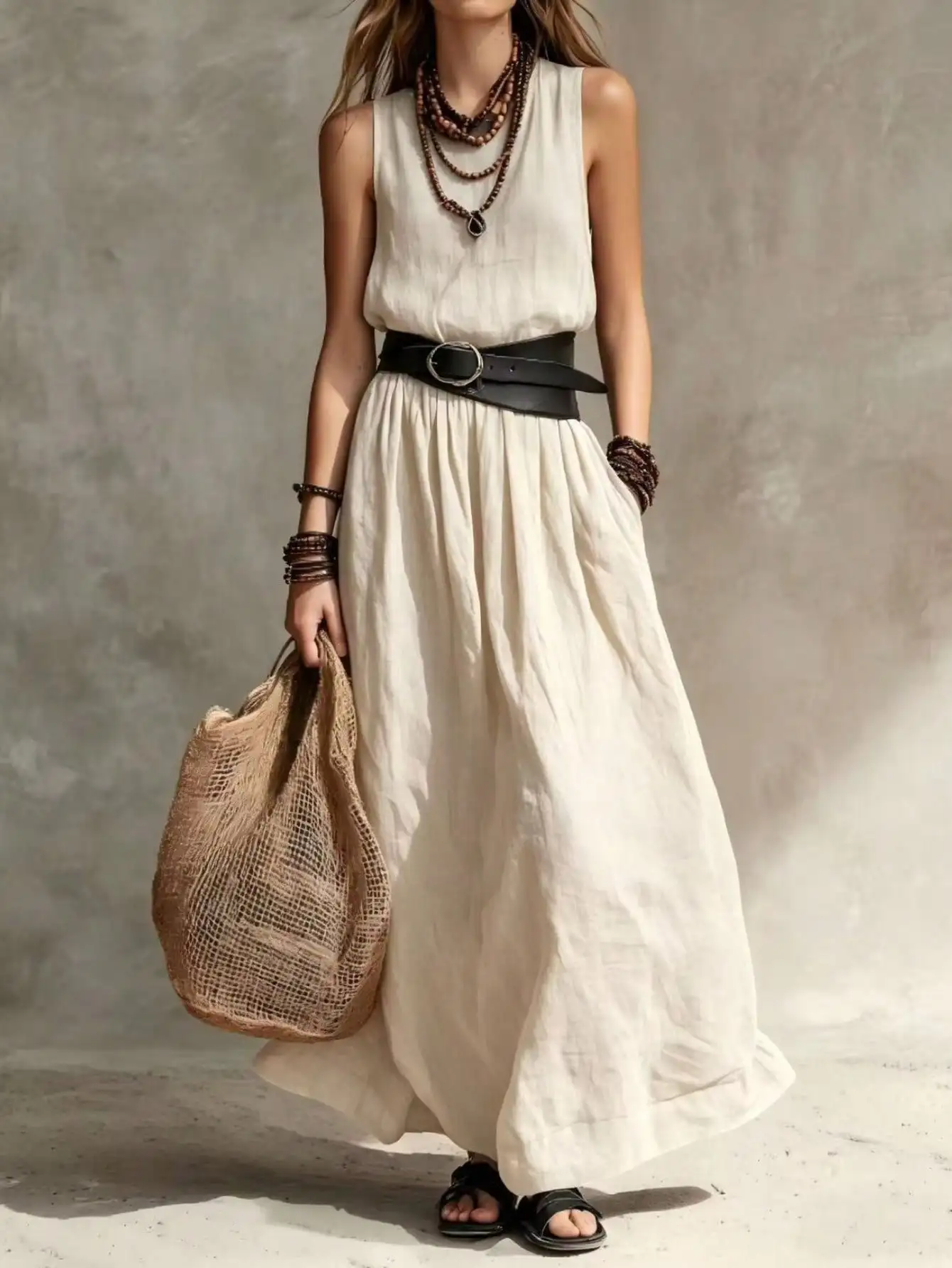 Elegant Sleeveless Midi Dress for Women