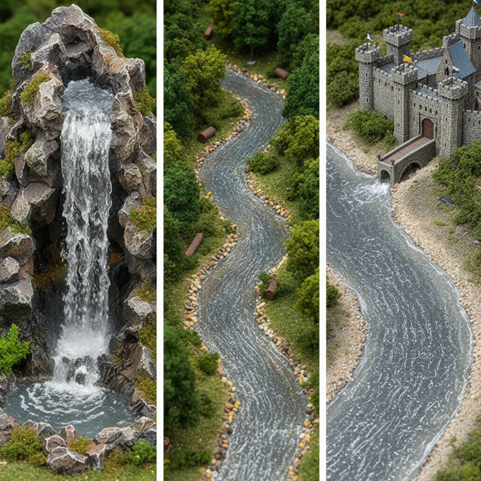 Model Waterfall Sheet Layered Realistic Waterfall Model Artificial Water Effect Sheet Soft for Miniature Landscape Builders